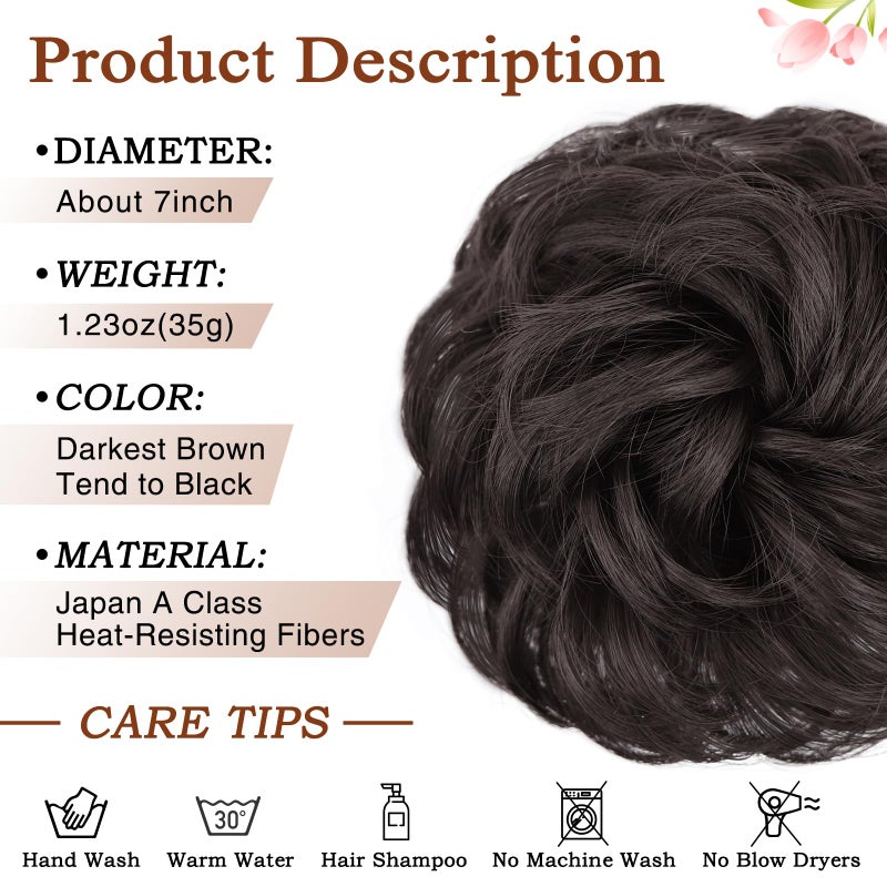 MORICA Messy Hair Bun Hair Scrunchies Extension Curly Wavy Messy Bun Hair Synthetic Chignon Hairpieces for Women(4#) - Image 2
